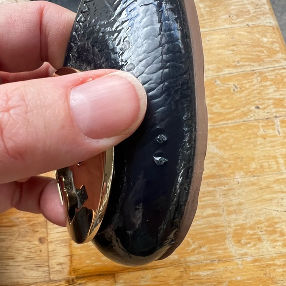 Tory Burch Blue and Gold Flats with Rounded Toe and Slip-On Style - Picture 3 of 7